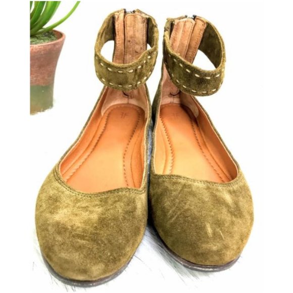 Frye Shoes - Frye Suede Leather Ankle Strap Ballet Flat 9.5